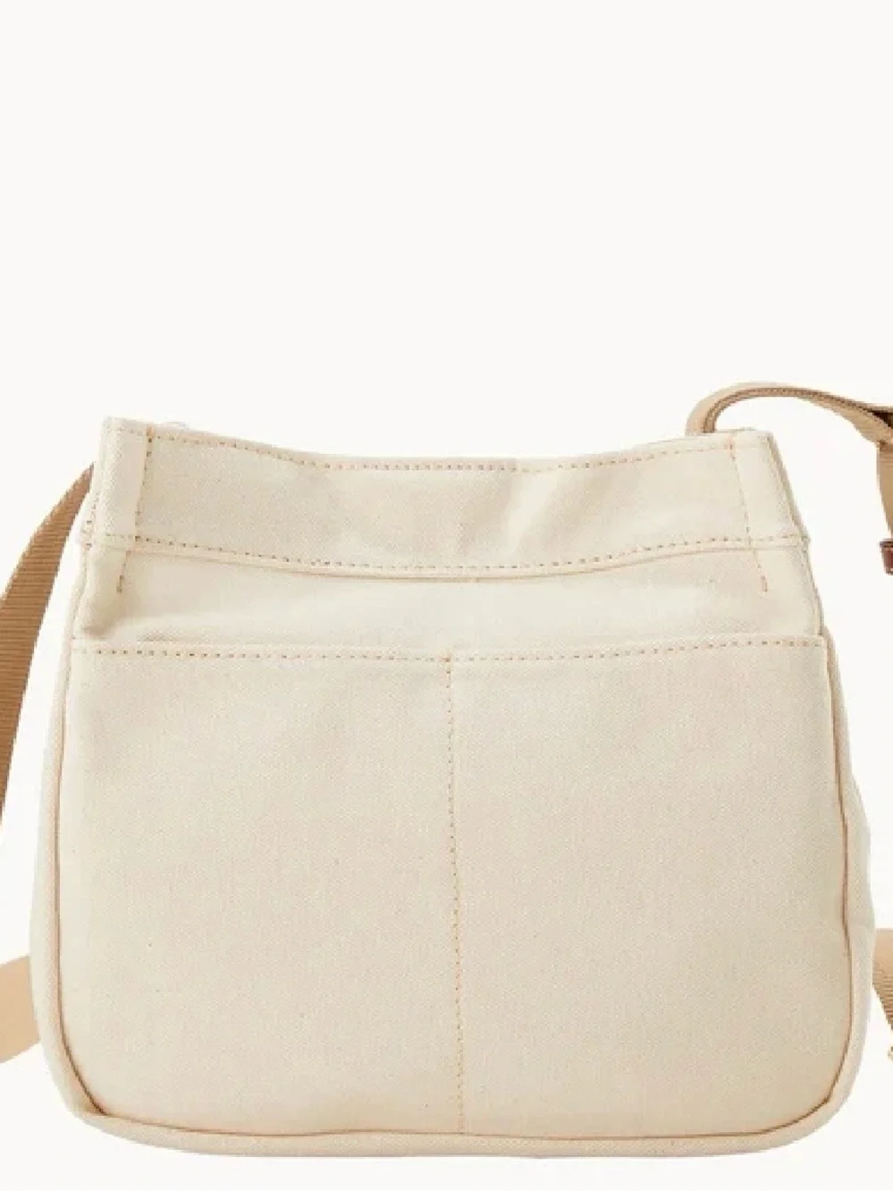 Dooney & Bourke Cream Canvas Messenger Bag with Tan Trim